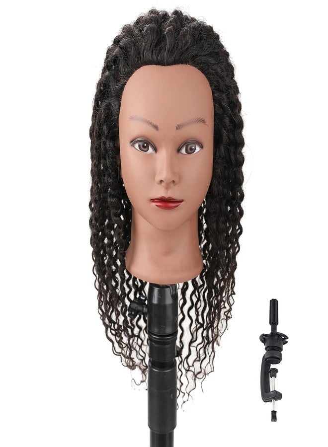 Stancia Black Mannequin Head 100% Human Hair, African American Hair Texture Styling Head, Hair Mannequin for Practice Cornrowing Braiding and Twisting (with Table Clamp) - Image 1